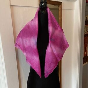 100% Silk Pink and Purple Square Scarf